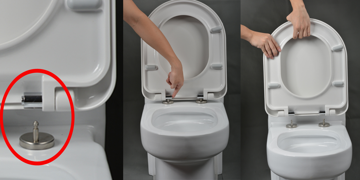 Two Push Button Hinges for Toilet Seat