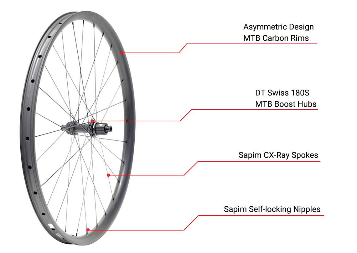 Карбоновое колесо для горного велосипеда со втулками DT180 Boost