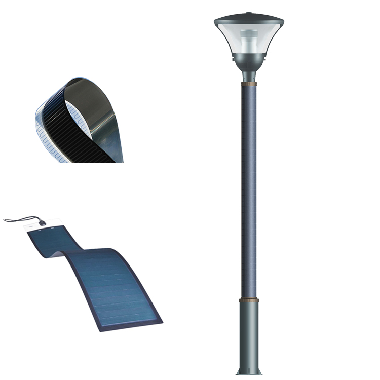 Solar Light Pole With Vertical Solar Panel On Pole For Garden Design 2FSG053-NEWLIGHT ENERGY