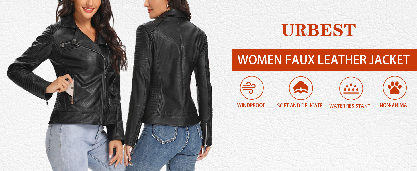 Women's Faux Leather Motorcycle Jacket