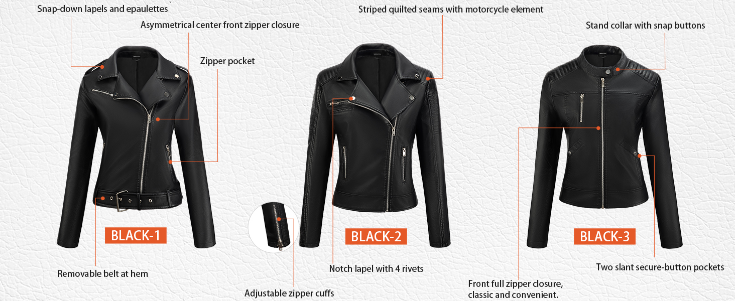 Women's Faux Leather Motorcycle Jacket