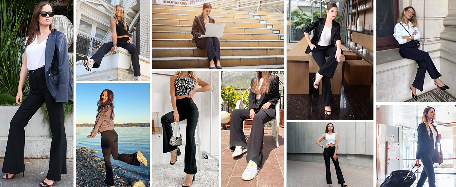 Women's Stretchy Straight Leg Dress Work Pants