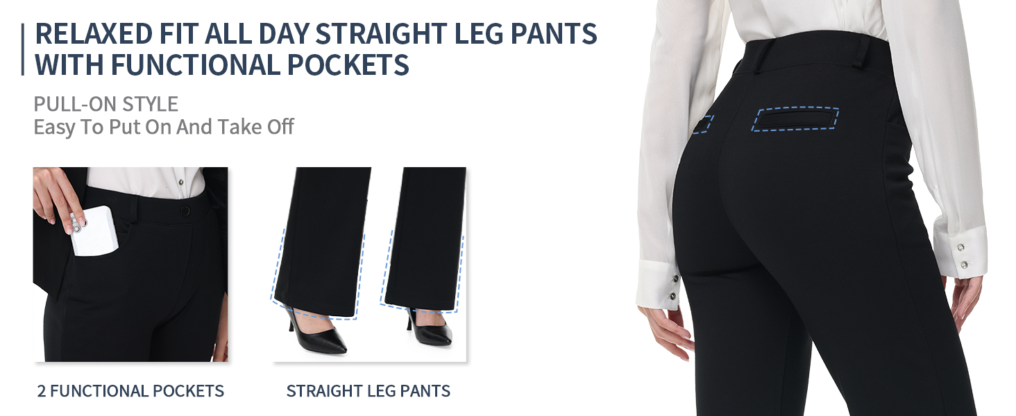 Women's Stretchy Straight Leg Dress Work Pants
