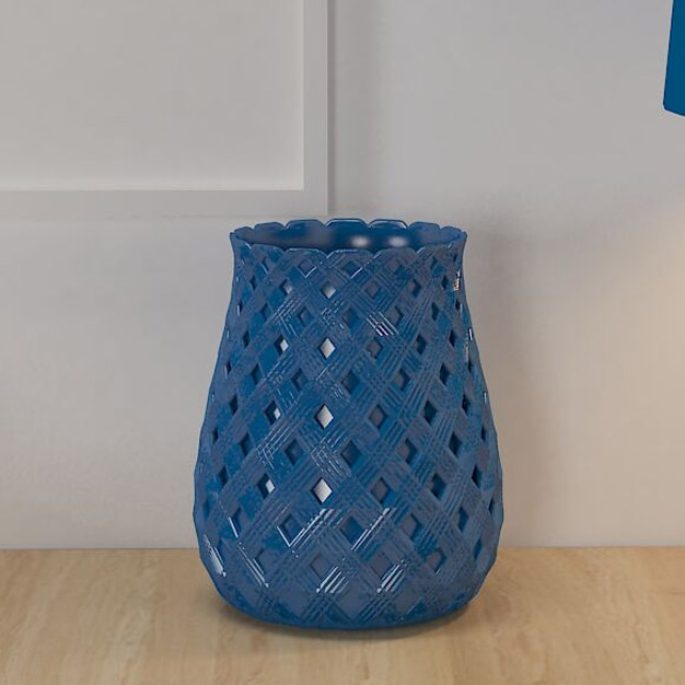 Фарфоровая глянцевая синяя ваза с авторским правом