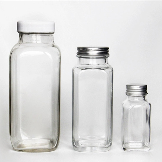 Квадратные стеклянные бутылки для сока с крышкой