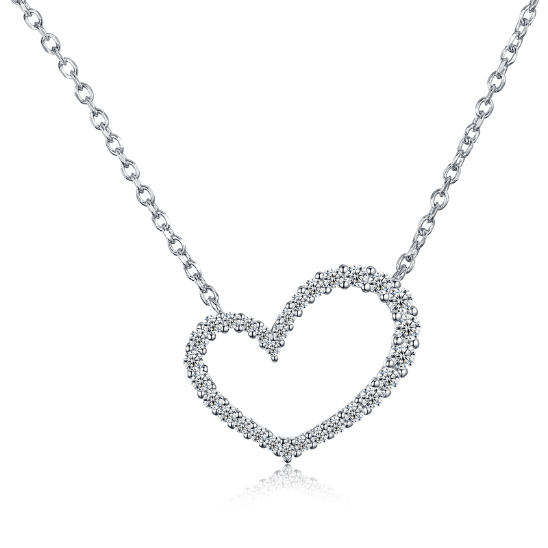 Симпатичные сердца формы стерлингового серебра 925 стерлингового серебра ожерелье Pave Set Cubic Zircons 18K Gold Plated для женщин