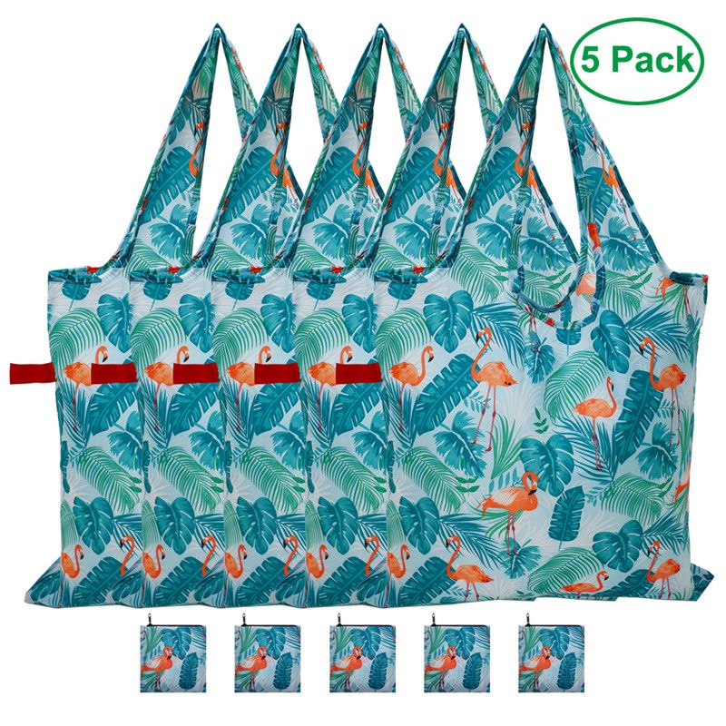 Большая емкость Прочные многоразовые Симпатичные продукты Groceries Bag 5 Packs