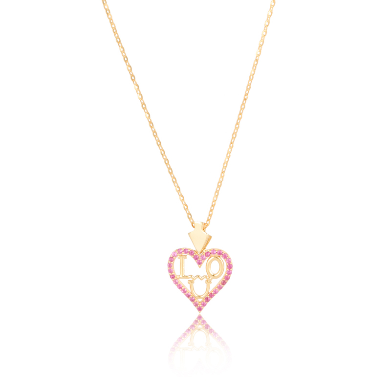 Я люблю тебя сердце серебряное кулон ожерелье розовый cz