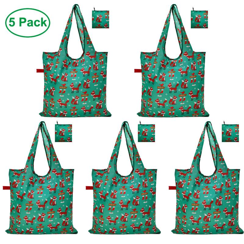 Экологически чистые многоразовые складные сумочки с Zip Pouch 5 Packs