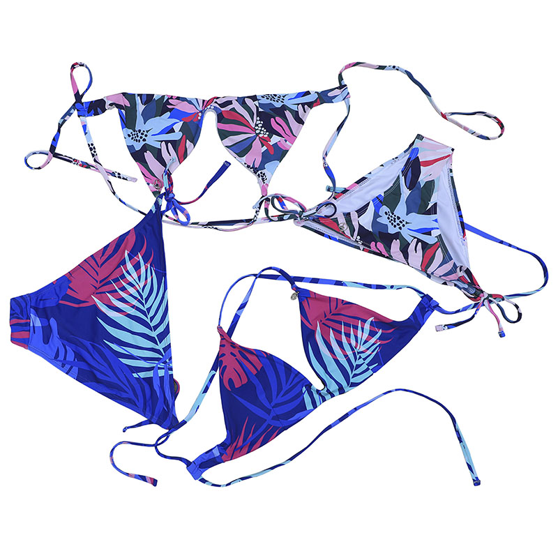 Тропический лист принт бикини набор для женщин треугольник бикини набор