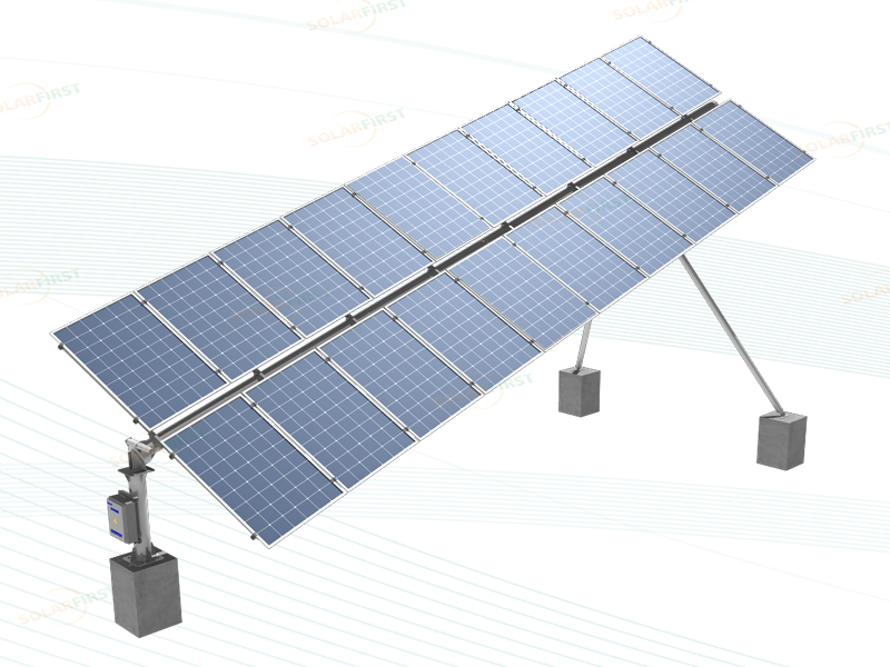 Наклонная одиночная ось солнечного трекера с наклонными модулями