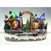 Светодиодное освещение Polyresin Рождественская сцена Семья с фотографиями с Санта перед домом