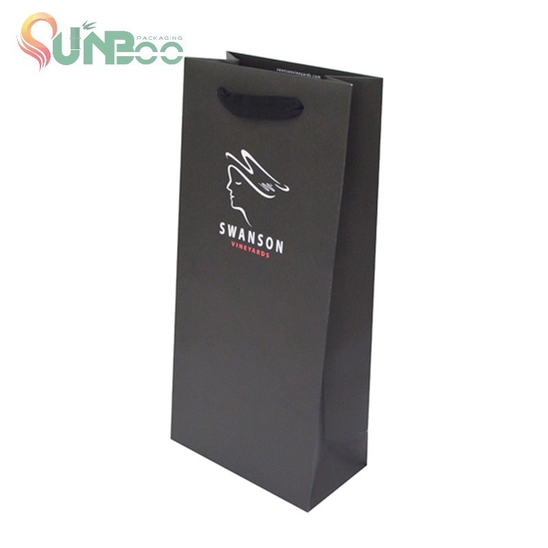 Черная бумага с белыми чернилами Хороший дизайн для винного мешка -SSP-Bag044