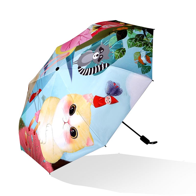 Маленький автоматический ветрозащитный складной зонт дизайн