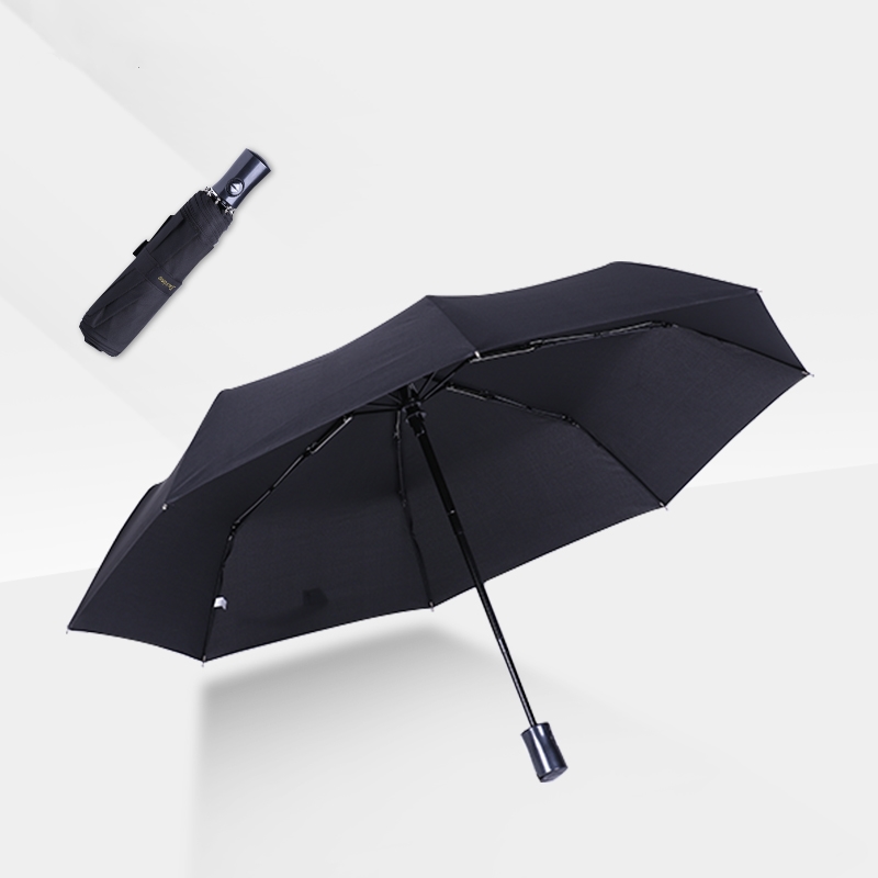 Черный ветрозащитный автоматический складной зонт путешествия