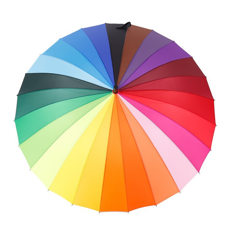 Пользовательские крупные 24 ребра Сильная красочная радуга зонтика
