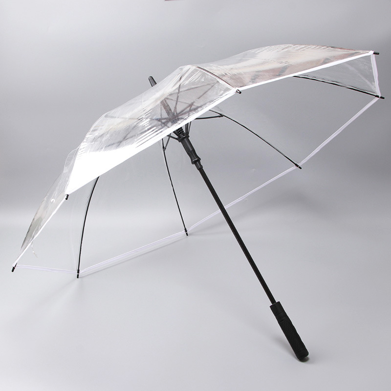 Пользовательский прямой гольф Продвижение прозрачный прозрачный зонтик дождя