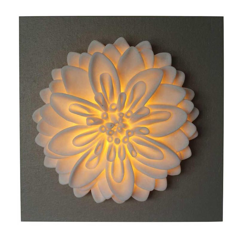 Стенная арт -песчаник цветок MDF со светодиодным светом