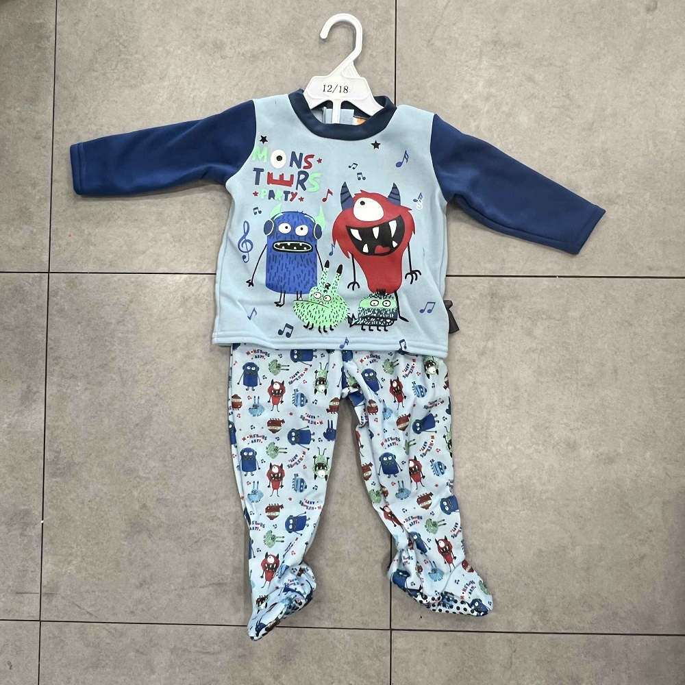 Верх с пластиковым принтом и готовой детской одеждой для сна, двухсекционной пижамой с длинными рукавами