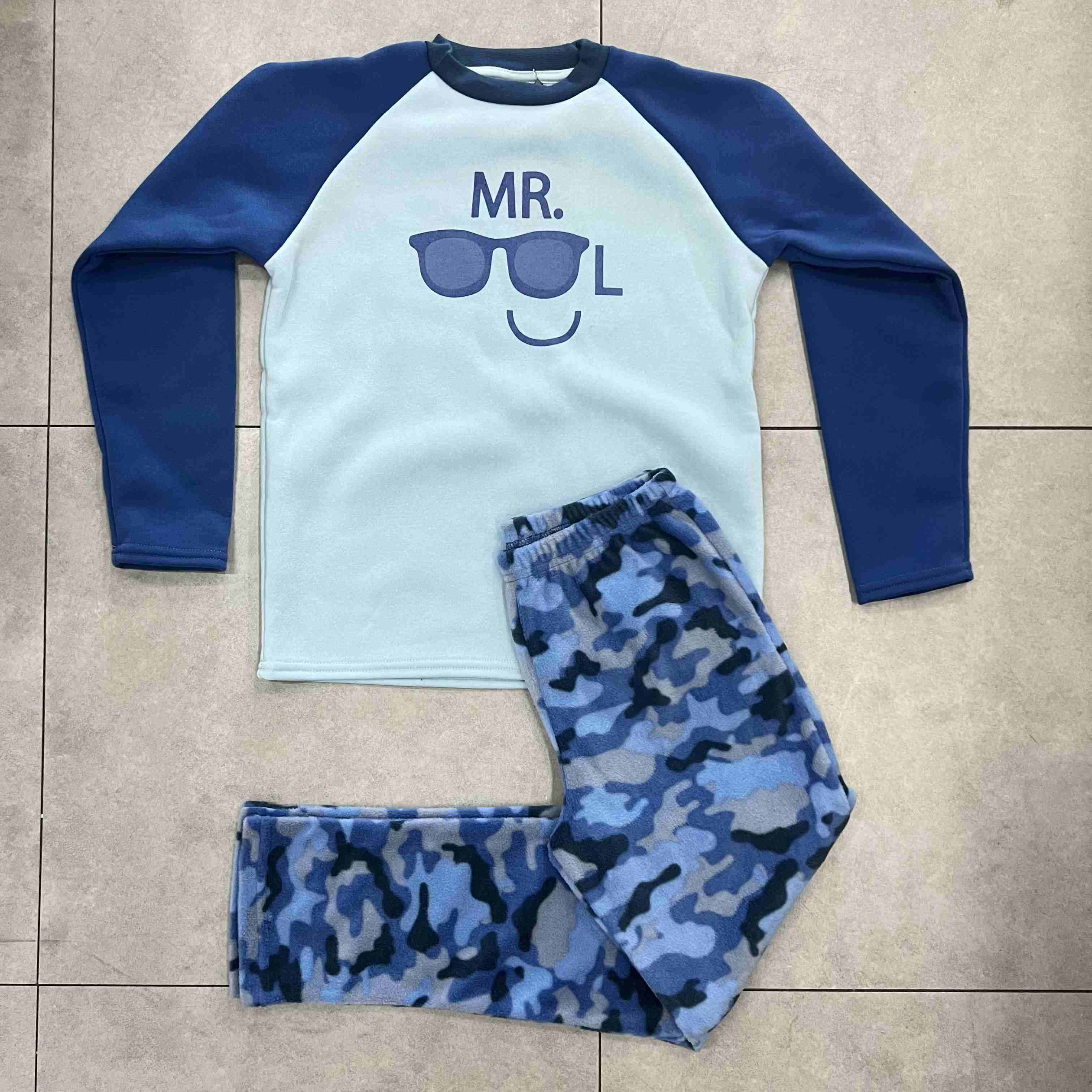 Готовая пижама для мальчика 2 шт. Пижамная одежда Верх фланелевой и брюки с принтом