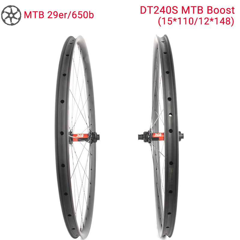 Углеродные колеса для горного велосипеда Lightcarbon с повышающими ступицами DT240S