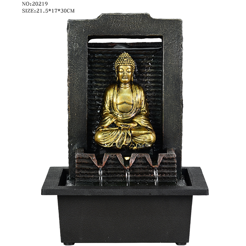 Оптовая продажа различных стилей, настольный религиозный фонтан из смолы Будды для внутреннего декора
