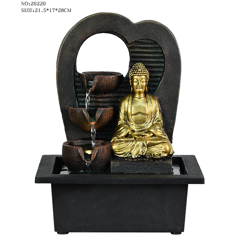 Прямая фабрика для различных стилей, настольный религиозный фонтан из смолы Будды для внутреннего декора