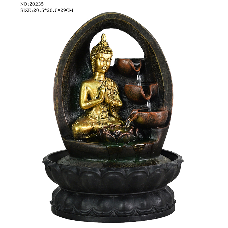 Настольный фонтан из смолы золотого цвета, религиозный фонтан Будды для внутреннего декора