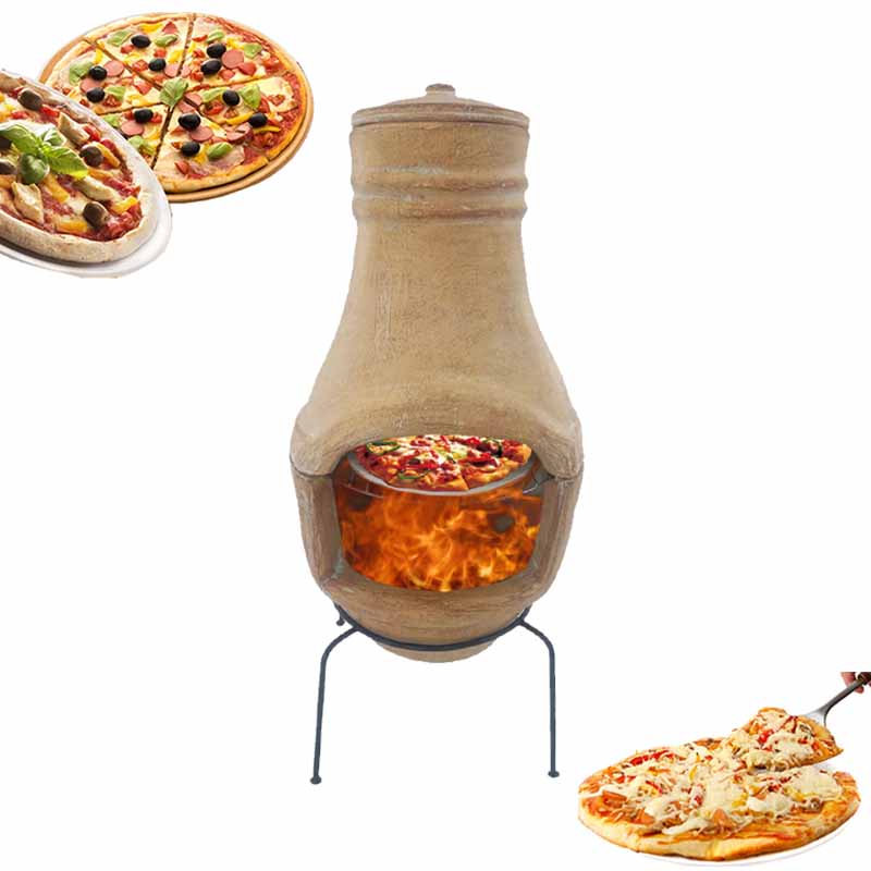Глиняная печь для пиццы для наружного использования, дровяная яма с грилем для барбекю и камнем для пиццы G18-8148SS-C350 для продажи
