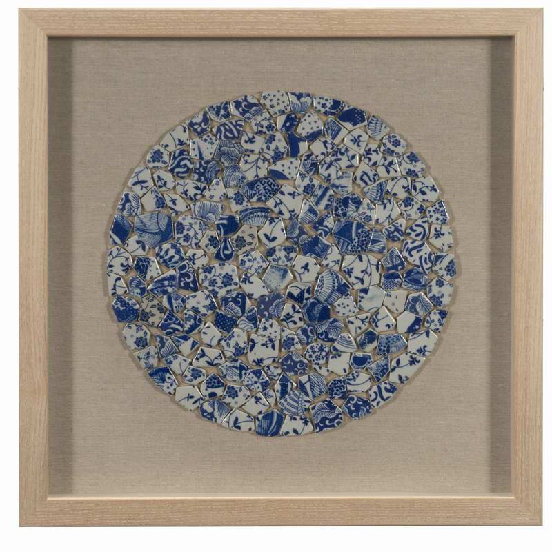 Синяя разбитая керамическая тарелка Shadow Box Настенный декор/Домашний декор/Настенное искусство 30153A