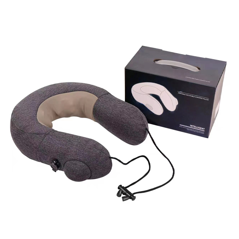Беспроводная портативная надувная интеллектуальная U-образная подушка для поддержки шеи Шиацу, складная дорожная массажная подушка с USB-кабелем